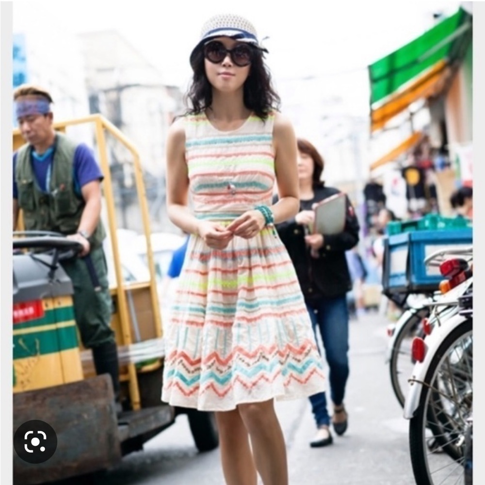 Plenty by Tracy Reese / Sunglow Neon Embroidered Fit and Flare Dress - Picture 3 of 6